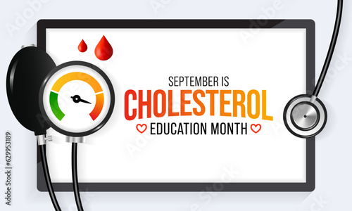 National Cholesterol Education month is observed every year during September, to raise awareness about cardiovascular disease, cholesterol, and stroke. Vector illustration