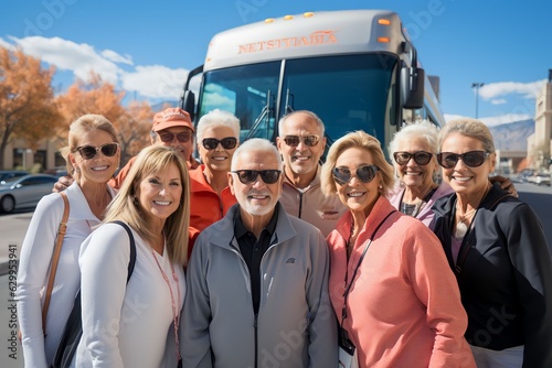 group of all parent tour participants with an interesting tour bus background  Moments of Togetherness in Front of the Tour Bus