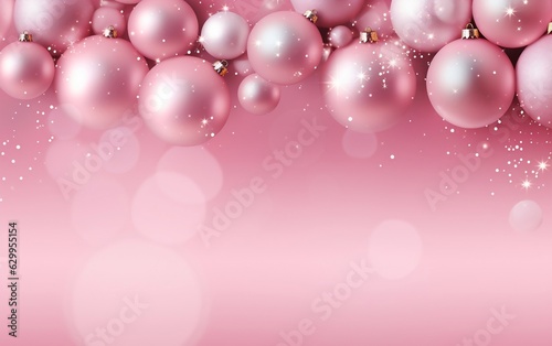 Pink Holiday Decorations on a Pink Background. Generative Ai