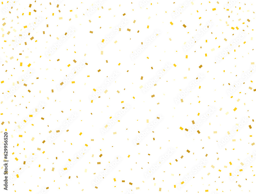 Birthday Golden Rectangles Confetti Background. Vector illustration