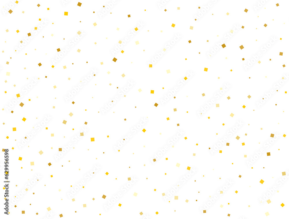 Light Golden Squares. Confetti celebration, Falling golden abstract decoration for party. Vector illustration