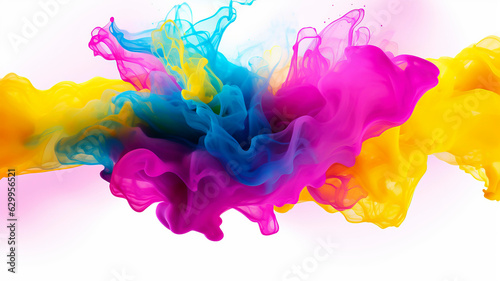 Color - gel, painting splashing, yellow pink and blue.