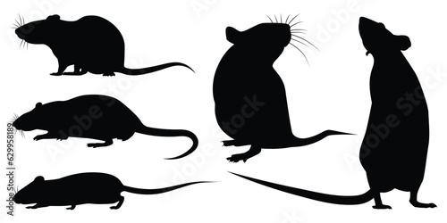 Farm Animal Rat Silhouette Vector Illustration