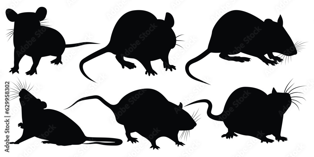 Fototapeta premium Farm Animal Rat Silhouette Vector Illustration