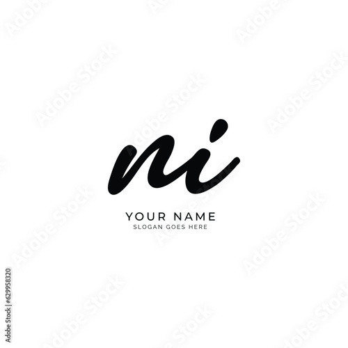 N, I, NI Initial letter handwritten and signature vector image logo