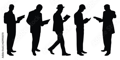 Reading Book man Silhouettes Vector illustration