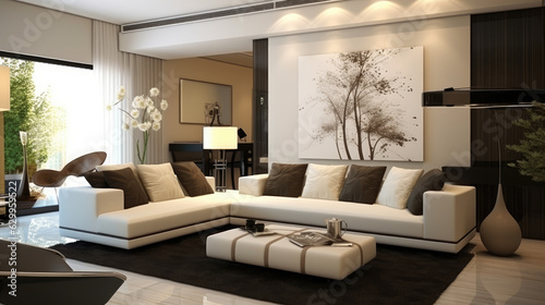 modern living room with sofa, Generative Ai © Nakron