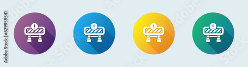 Road block solid icon in flat design style. Barrier signs vector illustration.