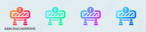 Road block solid icon in gradient colors. Barrier signs vector illustration.
