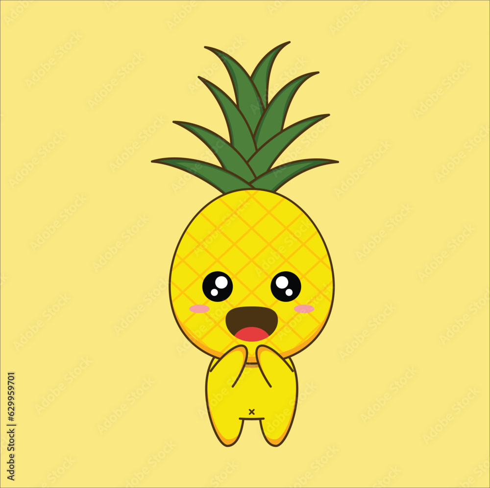 The Kawaii Pineapple Mascot Vector Design is an adorable and charming representation of a pineapple, infused with the popular Japanese art style. Eps 10 The Kawaii Pineapple Mascot Vector Design is an adorable and charming representation of a pineapple, infused with the popular Japanese art style. Eps 10