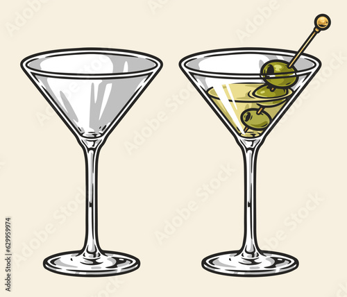 Glasses with vermouth colorful sticker