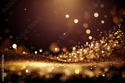 Dark shiny golden glitter background