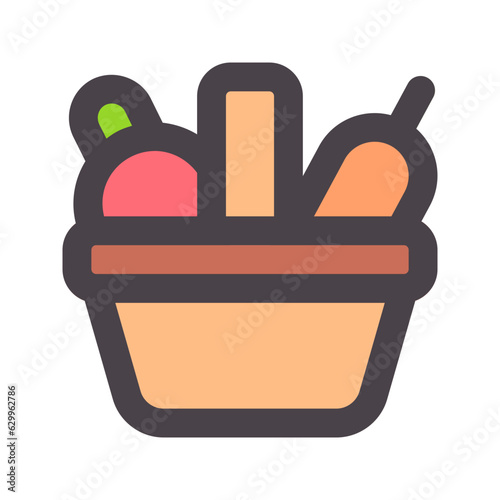 harvest basket flat line icon