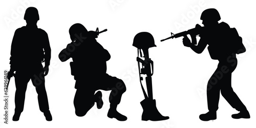 Soldier or Army Silhouettes Vector illustration