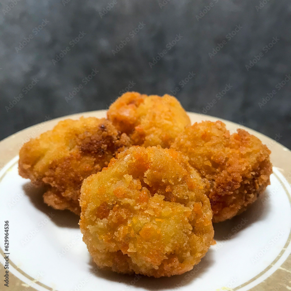 Food menu Crispy flour fried chicken served on a plate. Food menu Crispy flour fried chicken served on a plate.