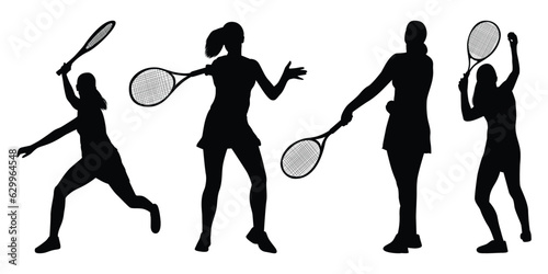 Female Playing Tennis or woman Tennis player vector illustration