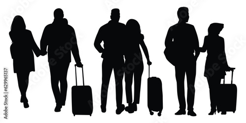 Traveling couple for Adventure Silhouettes vector illustration