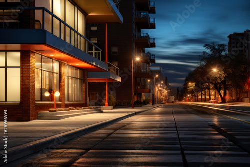 empty street with modernist building © kalafoto
