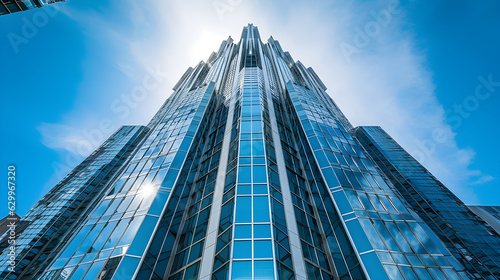 modern office building in the city with brightness glass laminated with sky background