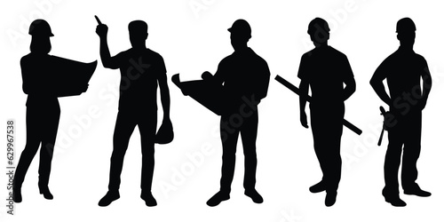 Construction Workers or Labor silhouettes vector illustration