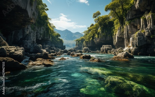 Majestic Waterfall Cascading Down Rocky Cliff