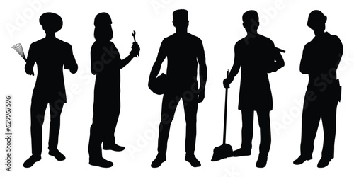 Construction Workers or Labor silhouettes vector illustration