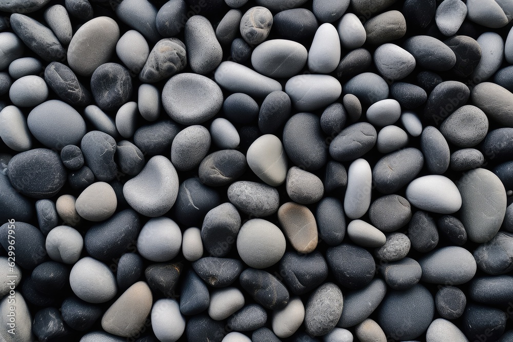 Some gray pebbles laid on the ground, AI generated Some gray pebbles laid on the ground, AI generated