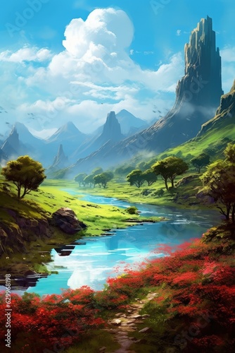 A creek in a valley, AI generated © evening_tao