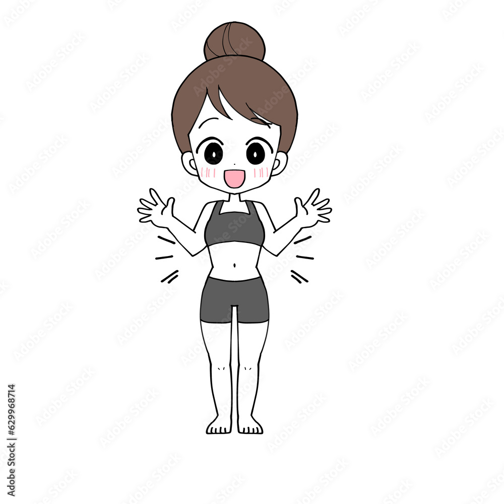 ウエストが細くなって喜ぶ女性のイラスト ウエストが細くなって喜ぶ女性のイラスト