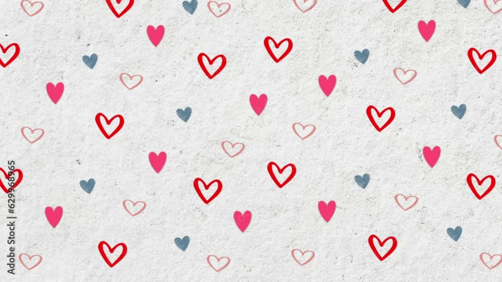 Happy Valentines Day heart animation background pattern love texture motion hearts