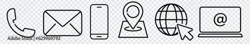 Contacts Related Vector Line Icons Collection. Pictogram Set.