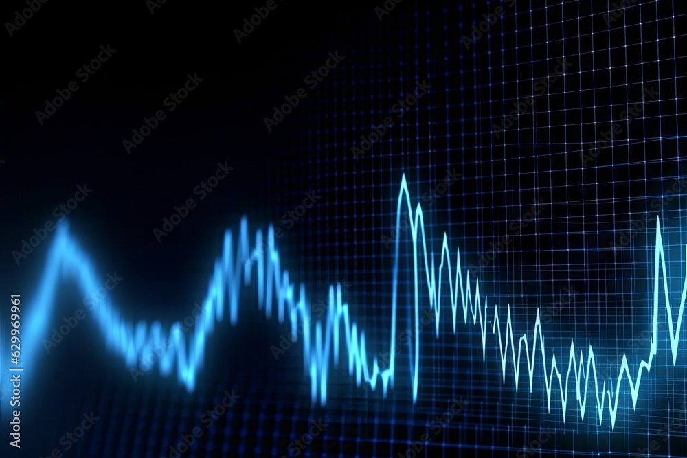 Abstract digital cardiogram. Background with selective focus and copy space