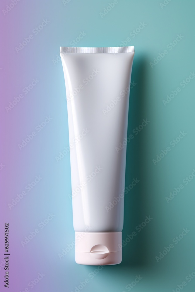 Blank white plastic tube on pastel background. Cosmetic beauty product branding mockup. Copy space. Blank white plastic tube on pastel background. Cosmetic beauty product branding mockup. Copy space.