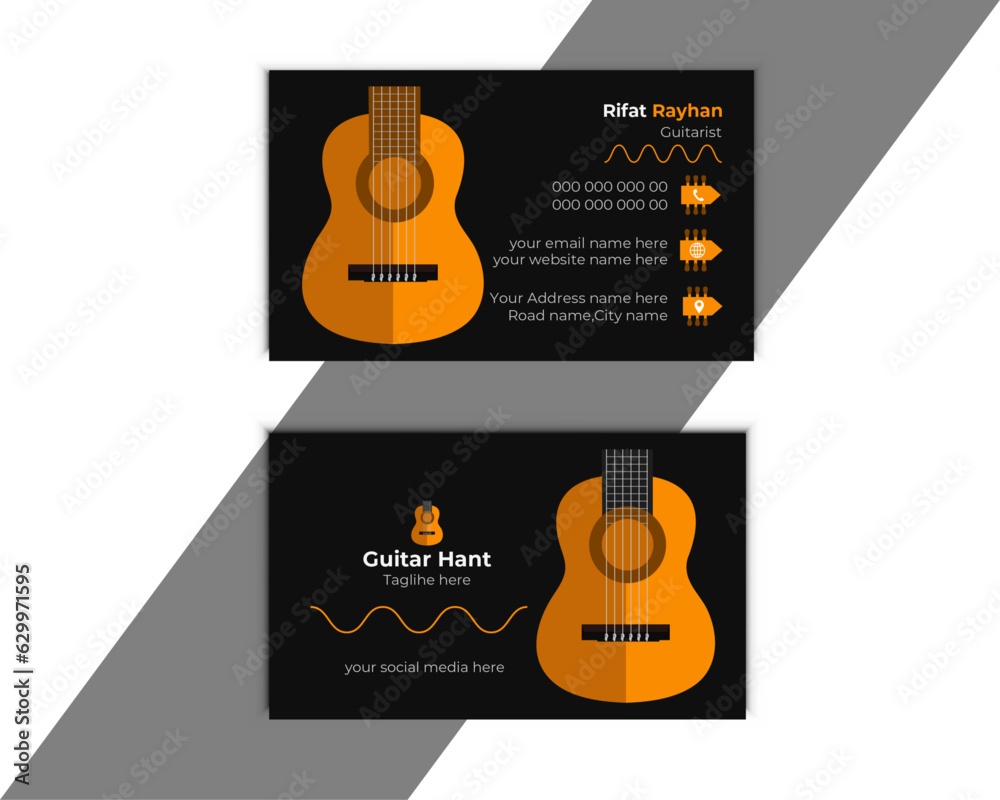 Creative Modern guitarist Business Card, Visiting card for guitarist