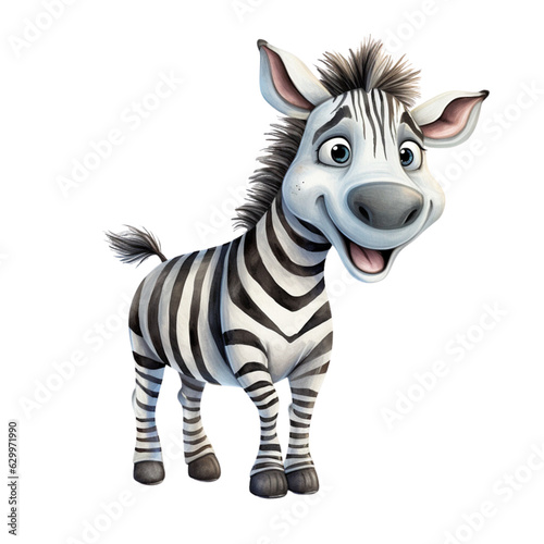 Watercolor Cute Zebra, Whimsical Watercolor Alphabet Clipart, Adorable Animals from A to Z for  Educational Nursery
