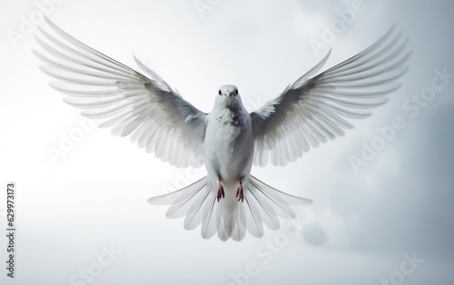Bird flying on Solid White Background. Generative Ai