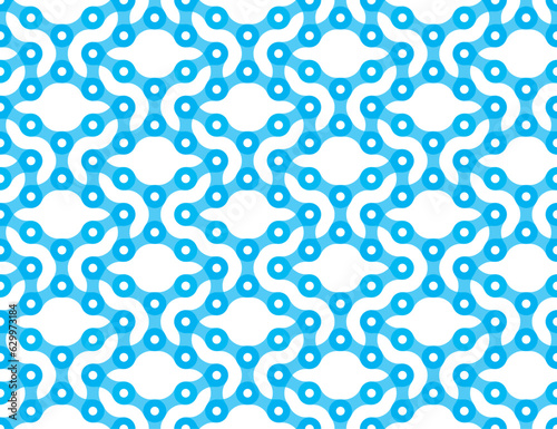 Vector seamless blue geometric grid texture bicycle chain. Isolated on white background.