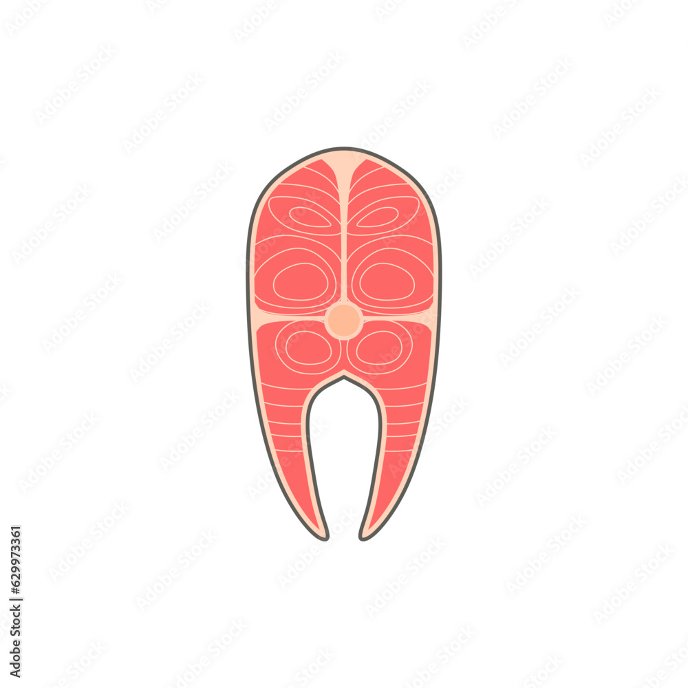 Red fish salmon steak. Fillet of red fish flat design vector illustration Red fish salmon steak. Fillet of red fish flat design vector illustration