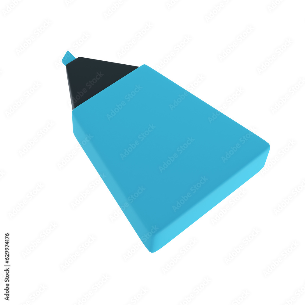 3d blue highlighter marker icon for school office. Stationery important message symbol illustration rendering editable isolated 3d blue highlighter marker icon for school office. Stationery important message symbol illustration rendering editable isolated