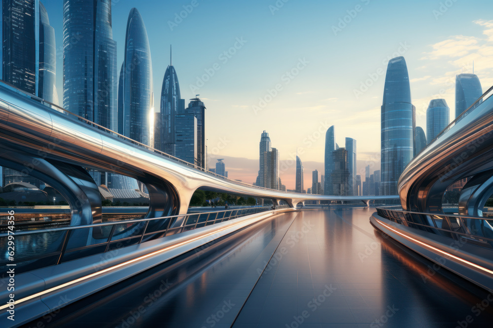 Fototapeta premium empty floor with modern building