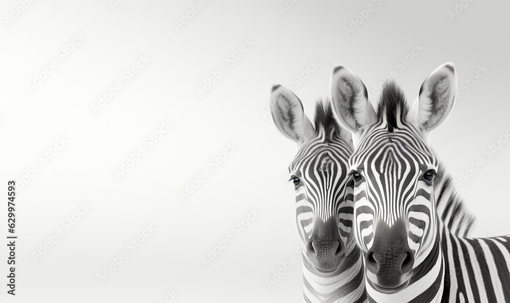 Two zebras embracing.A serene moment in a Zebra herd as two family members rest their heads on each other. striped cape donkey in the white sky with copy space Two zebras embracing.A serene moment in a Zebra herd as two family members rest their heads on each other. striped cape donkey in the white sky with copy space