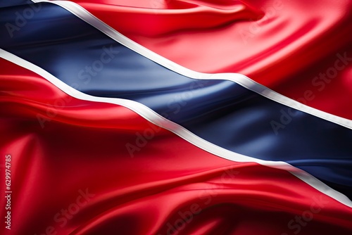 Norwegian National Flag Waving on Satin Silk Textile - Shiny Symbol of Norway (3:2 Aspect Ratio): Generative AI