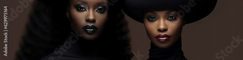 Black Female Black Stylish Design And Second Female Backdrop Copyspace Generative AI