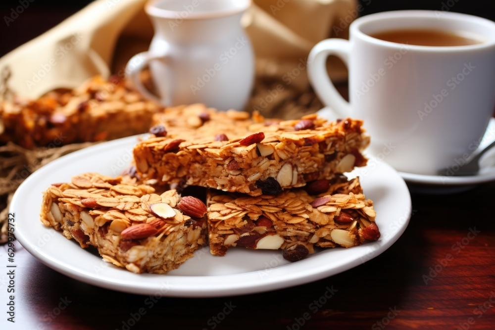 close-up of granola bars cooling on a baking sheet close-up of granola bars cooling on a baking sheet