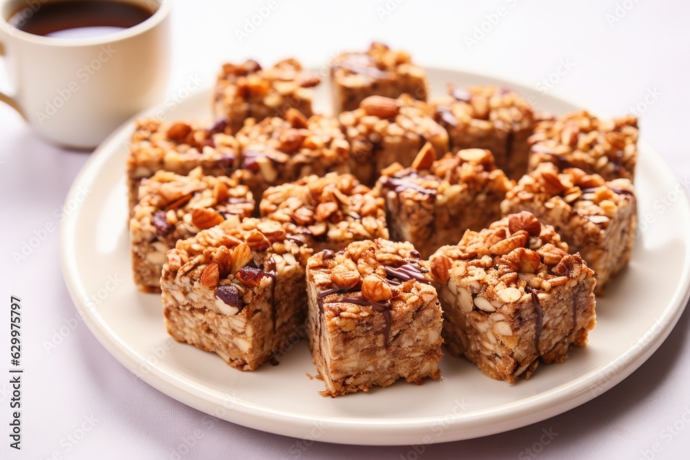 granola bars cut into bite-sized squares for serving granola bars cut into bite-sized squares for serving