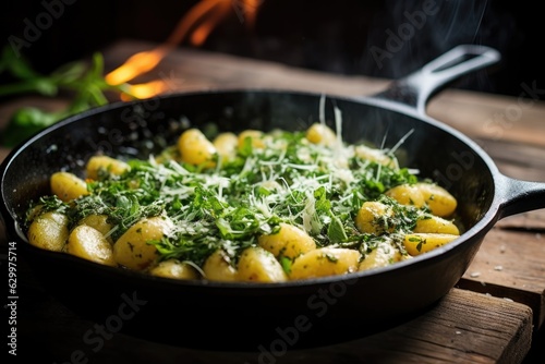 gnocchi tossed in pan with butter and herbs
