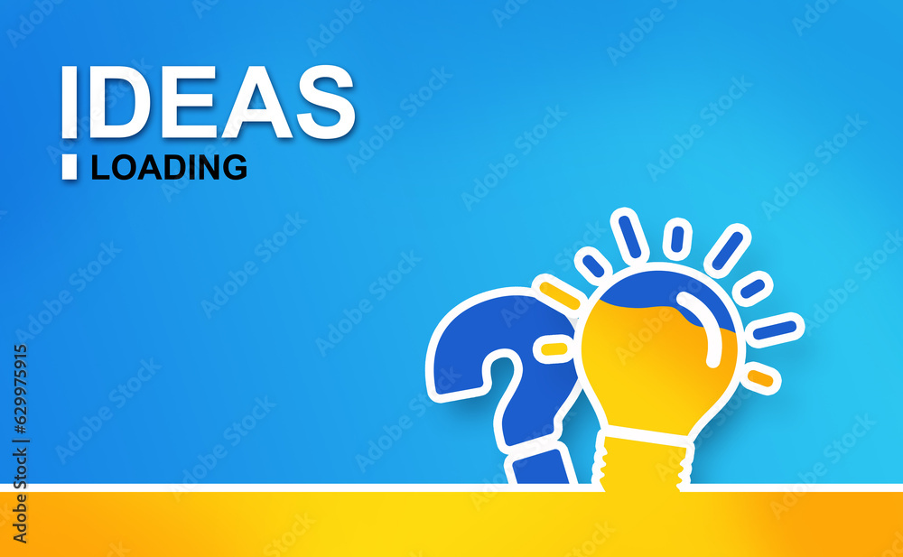 Glowing light bulb and Question mark. Color paper. Blue background. Glowing light bulb and Question mark. Color paper. Blue background.