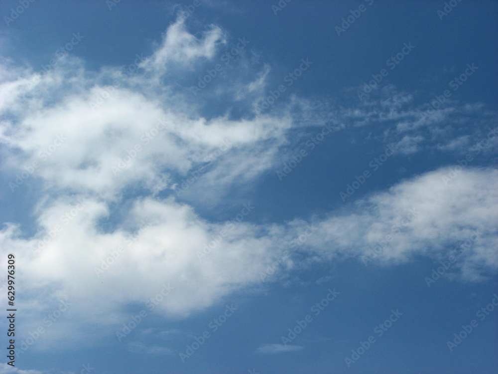 Scattered clouds in the blue sky