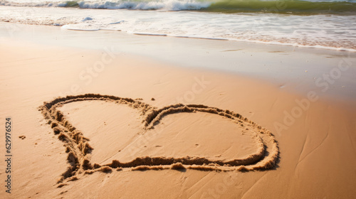 Heart write on beach  Bright photography   HD Background