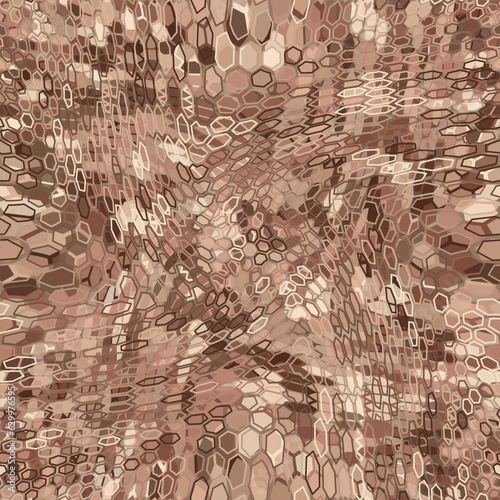 Military camouflage hexagonal netting seamless vector pattern background